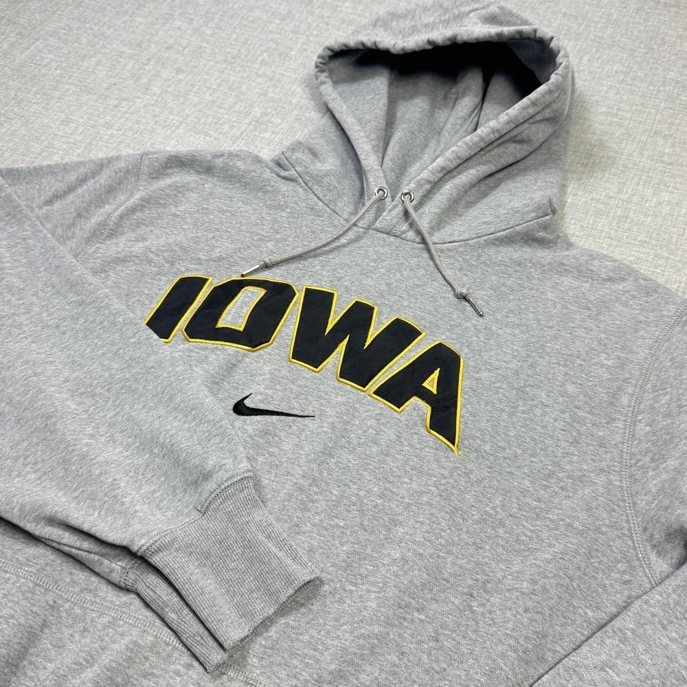 Nike Iowa Hawkeyes Center Swoosh Fleece Hoodie Sweatshirt Mens 2XL Gray Pullover